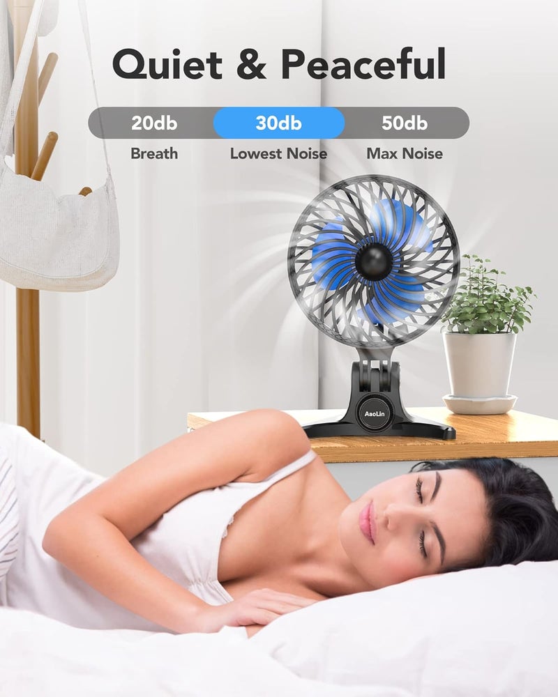 AaoLin USB Desk Fan, Small Fans with CVT Variable Speeds, Strong Cooling Airflow, Quiet Portable, Desktop Mini Personal Table Fan for Room, Home, Office, Bedroom, Blue Black - Image 3